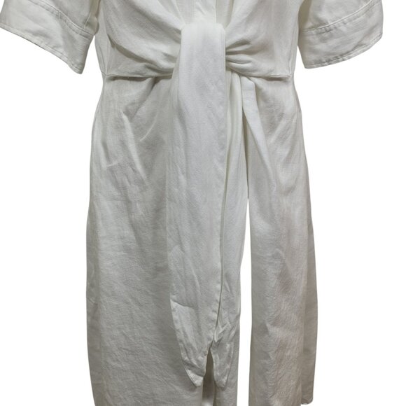 Lauren Ralph Lauren White 100% Linen Knee Length Minimalist Luxury Dress Size 18 - Picture 4 of 12